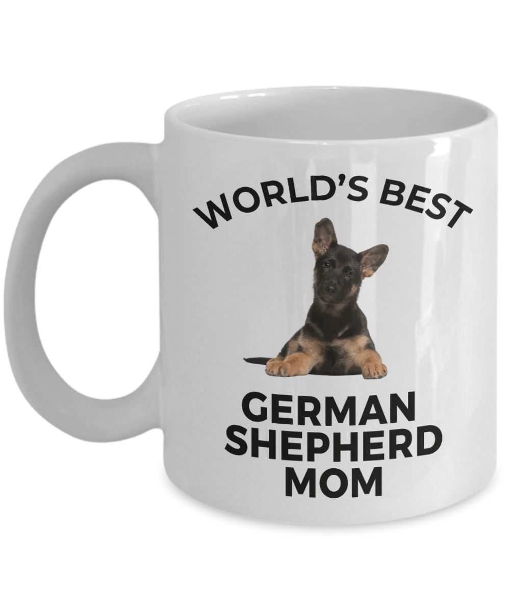 German Shepherd Puppy Dog Lover Gift World's Best Mom Birthday Mother's Day White Ceramic Coffee Mug