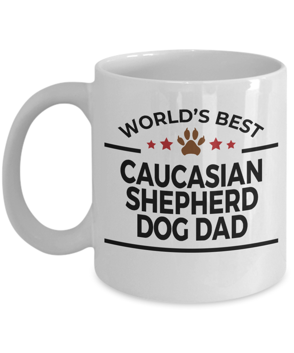 Caucasian Shepherd Dog Lover Gift World's Best Dad Birthday Father's Day White Ceramic Coffee Mug
