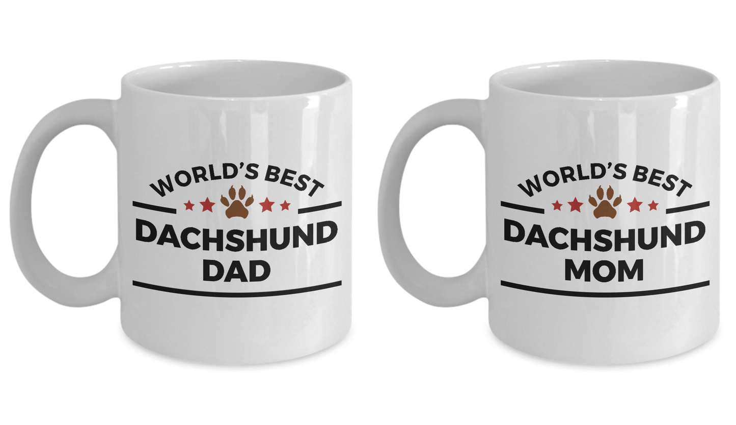 World's Best Dachshund Dad and Mom Couple Ceramic Mug - Set of 2 His and Hers