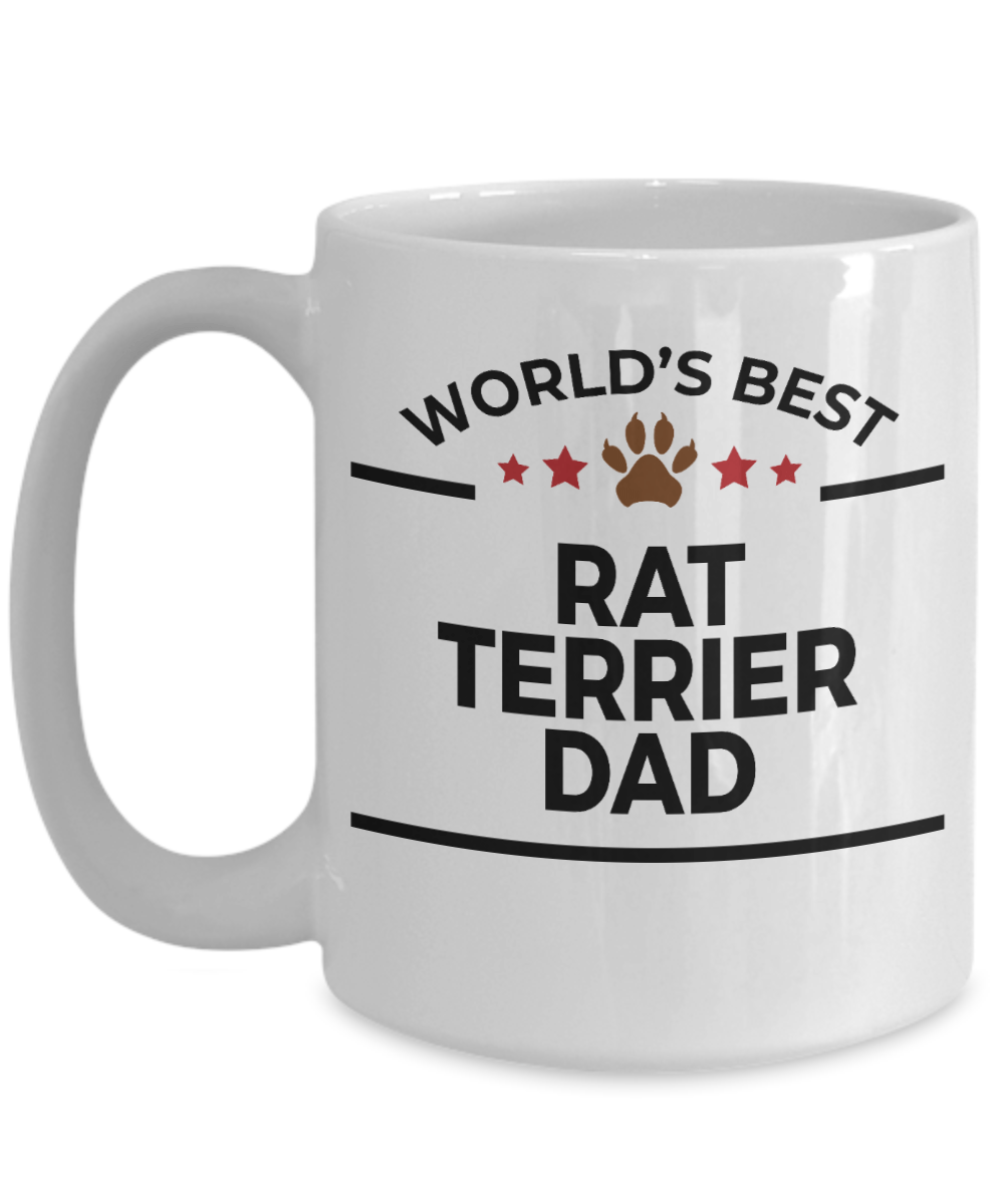 Rat Terrier Dog Lover Gift World's Best Dad Birthday Father's Day White Ceramic Coffee Mug