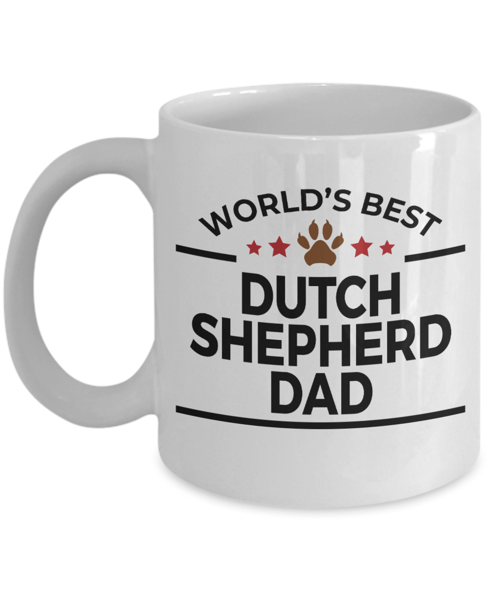 Dutch Shepherd Dog Lover Gift World's Best Dad Birthday Father's Day White Ceramic Coffee Mug