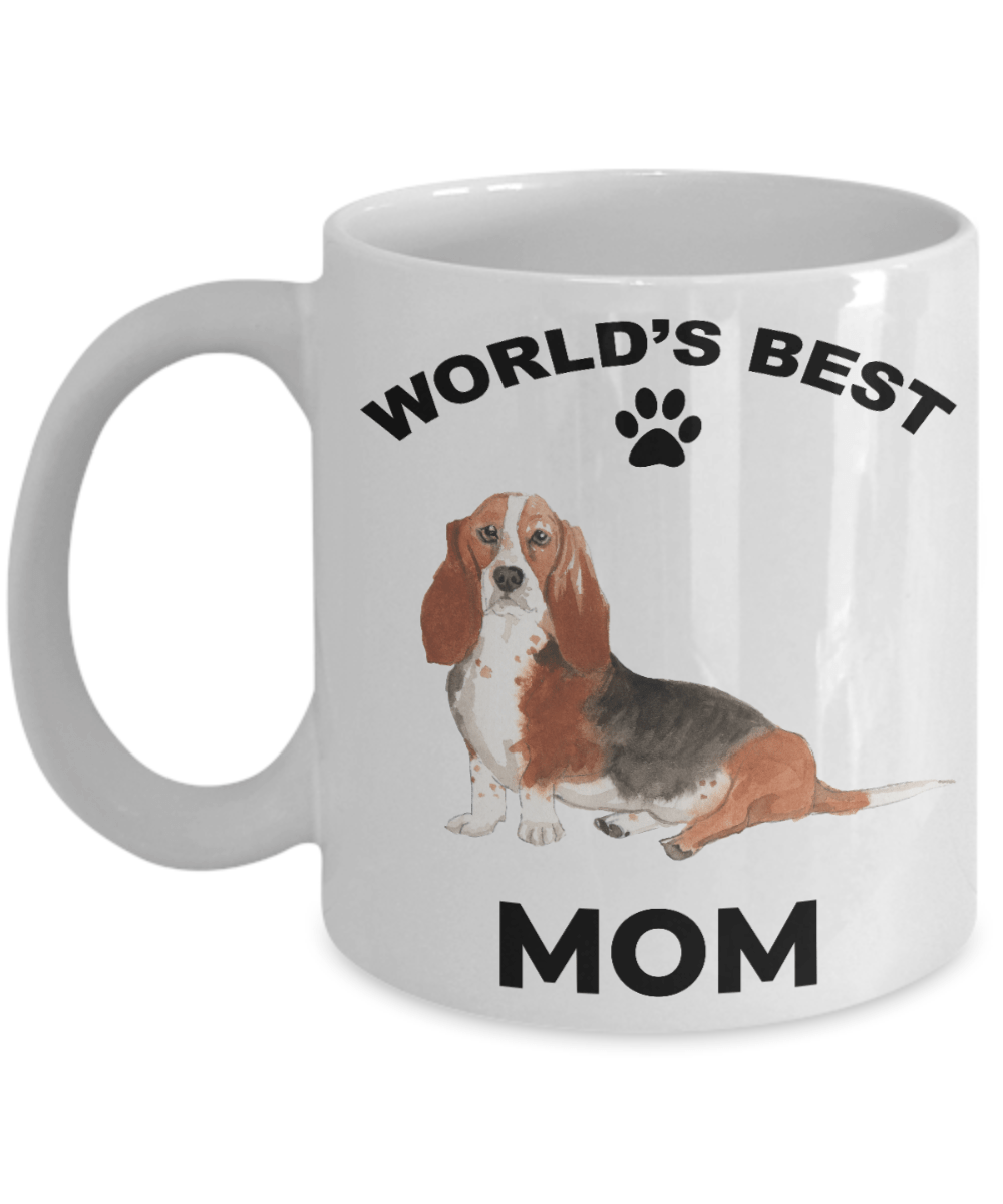 Basset Hound Best Mom Coffee Mug watercolor print