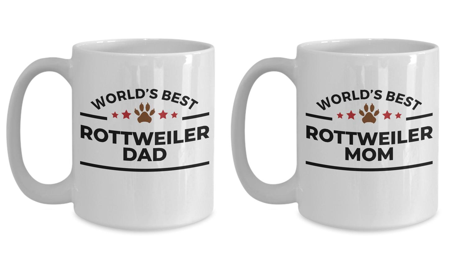 Rottweiler Dad and Mom Ceramic Mugs - Set of 2 - His and Hers