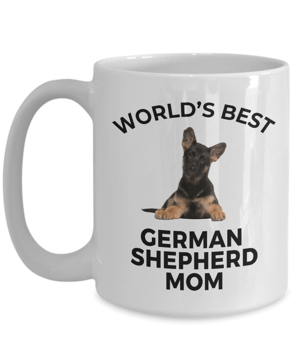 German Shepherd Puppy Dog Lover Gift World's Best Mom Birthday Mother's Day White Ceramic Coffee Mug