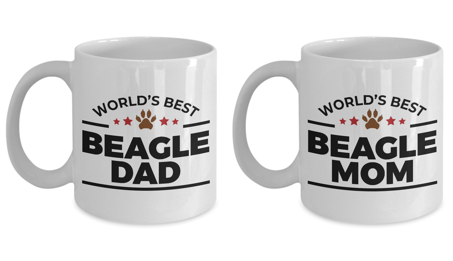 World's Best Beagle Dad and Mom Couple Ceramic Mug - Set of 2 His and Hers