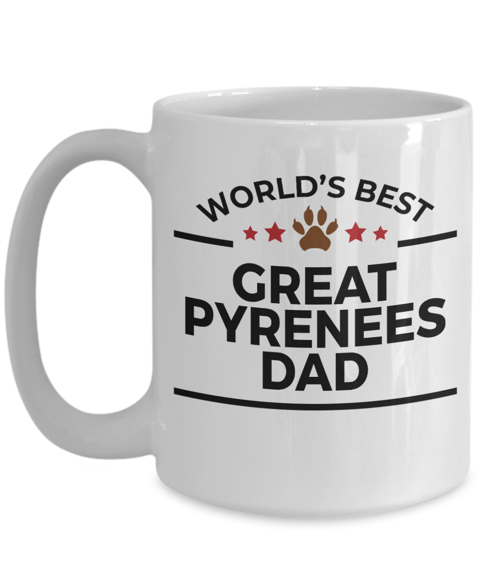 Great Pyrenees Dog Lover Gift World's Best Dad Birthday Father's Day White Ceramic Coffee Mug