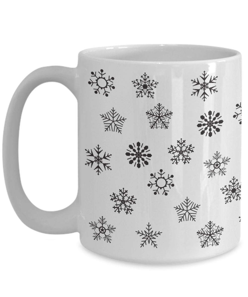 Snowflake White Ceramic Coffee Mug
