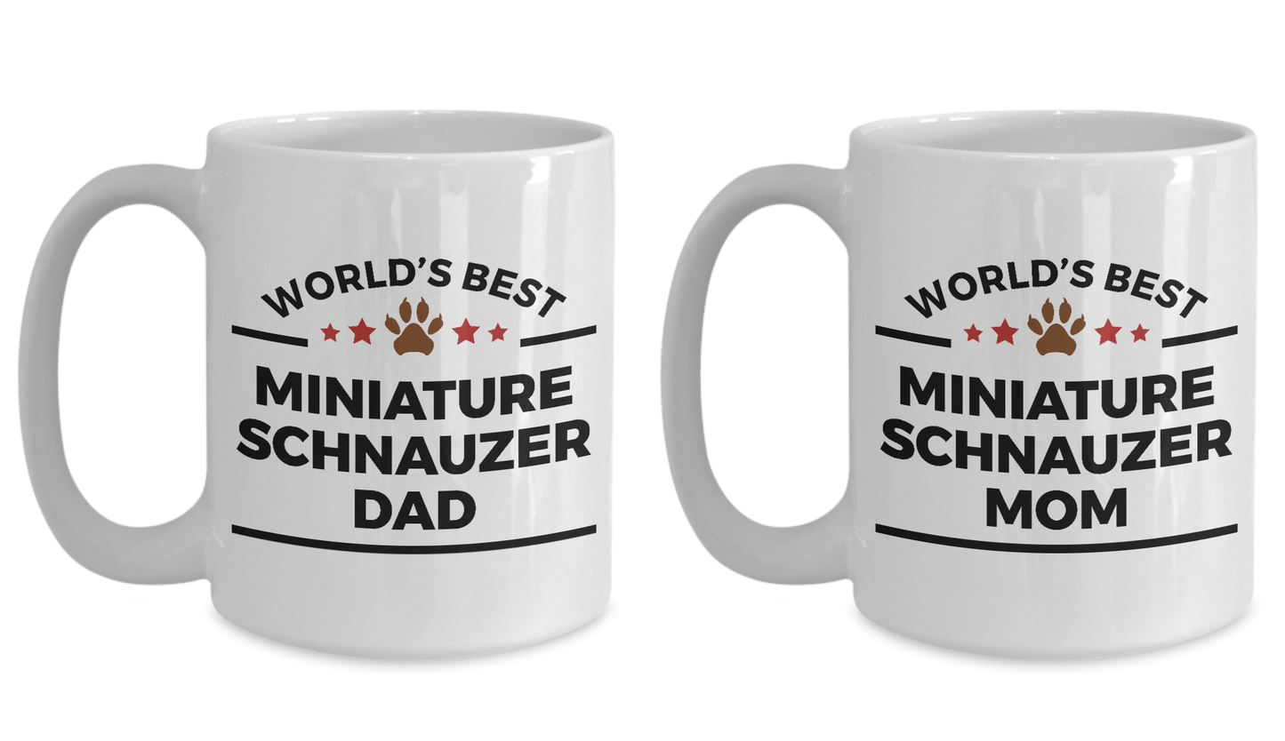 Miniature Schnauzer Dog  Mom and Dad Coffee Mug - Set of 2 His and Hers