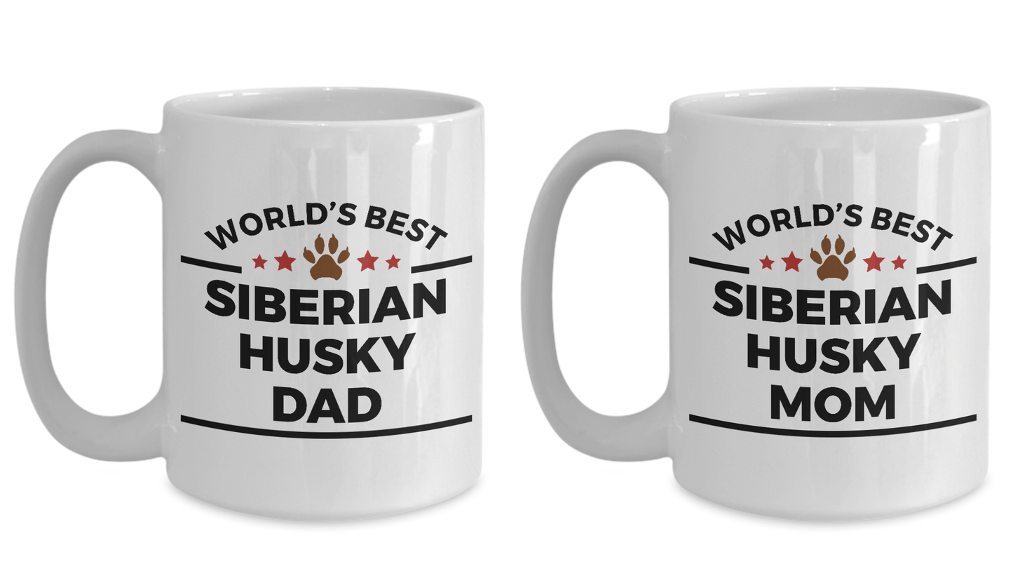 World's Best Siberian Husky Dad and Mom Couple Ceramic Mug - Set of 2 His and Hers