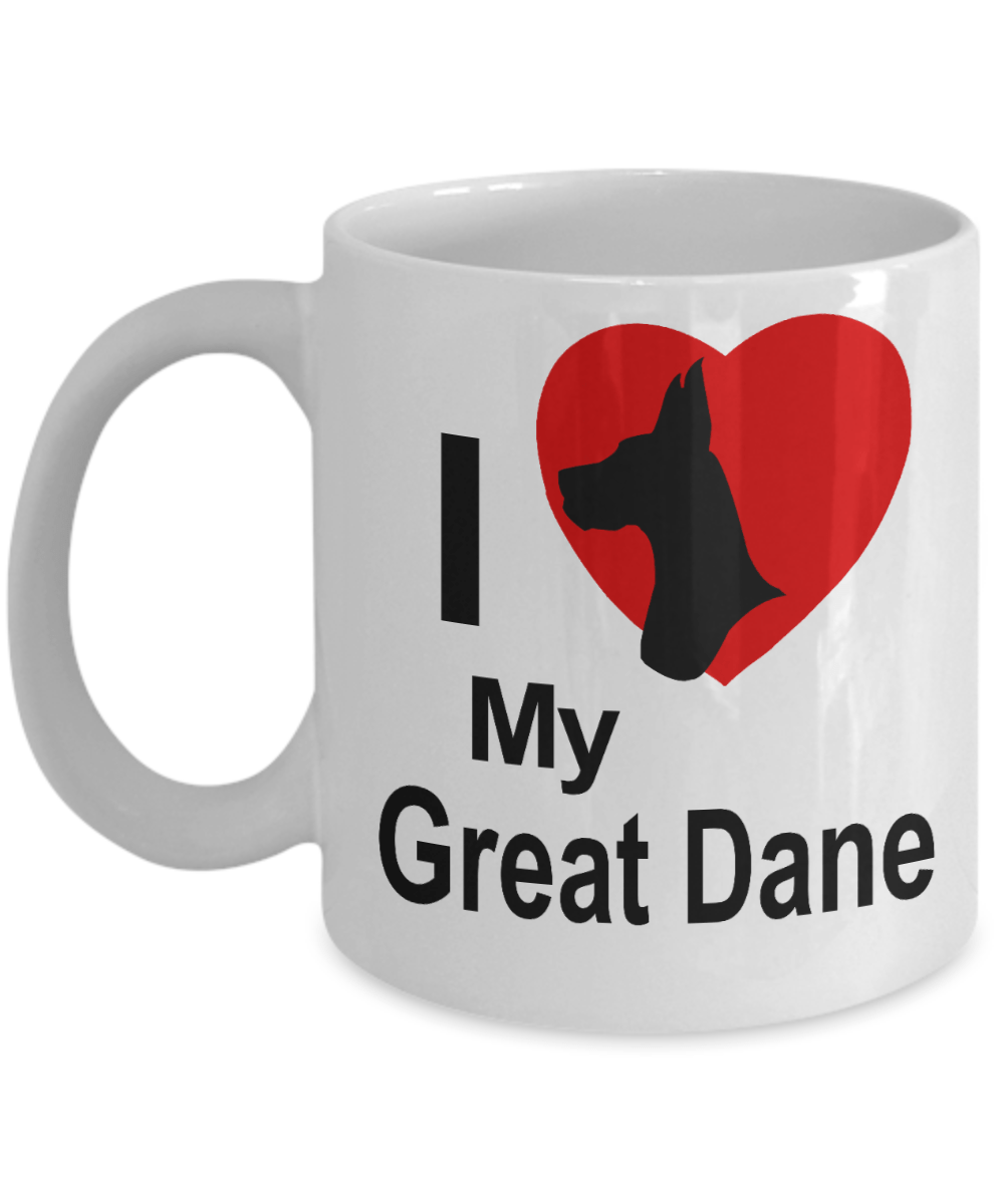 Love my Great Dane Dog White Ceramic Coffee Mug