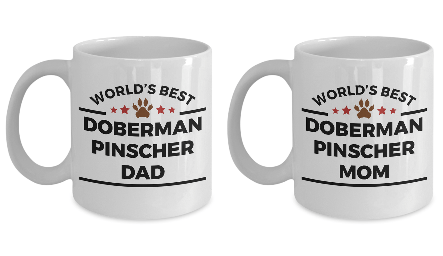 Doberman Pinscher Dog Dad and Mom Coffee Mug Set of 2