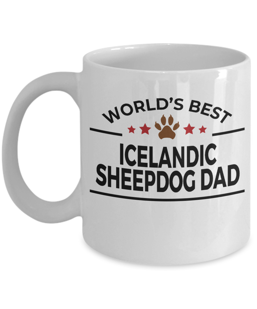 Icelandic Sheepdog Lover Gift World's Best Dad Birthday Father's Day White Ceramic Coffee Mug