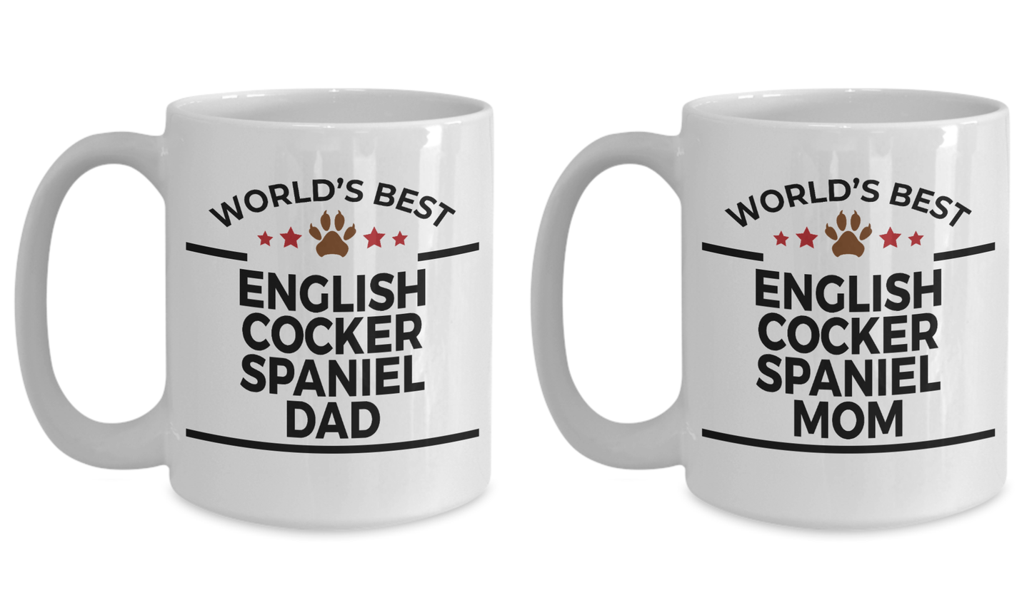 English Cocker Spaniel Dad and Mom Couples Mug - Set of 2 - His and Hers