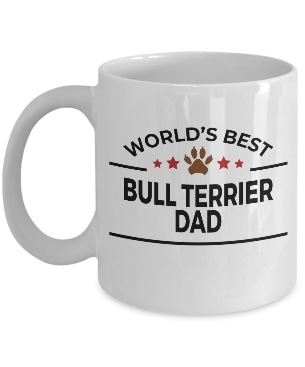 Bull Terrier Dog Lover Gift World's Best Dad Birthday Father's Day White Ceramic Coffee Mug