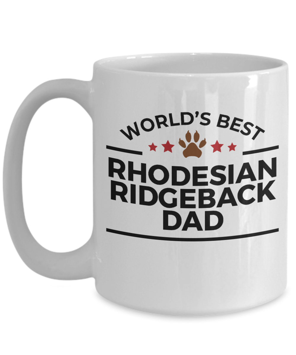 Rhodesian Ridgeback Dog Lover Gift World's Best Dad Birthday Father's Day White Ceramic Coffee Mug