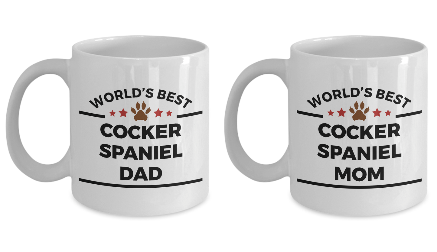 Cocker Spaniel Dog Dad and Mom Coffee Mug Set of two