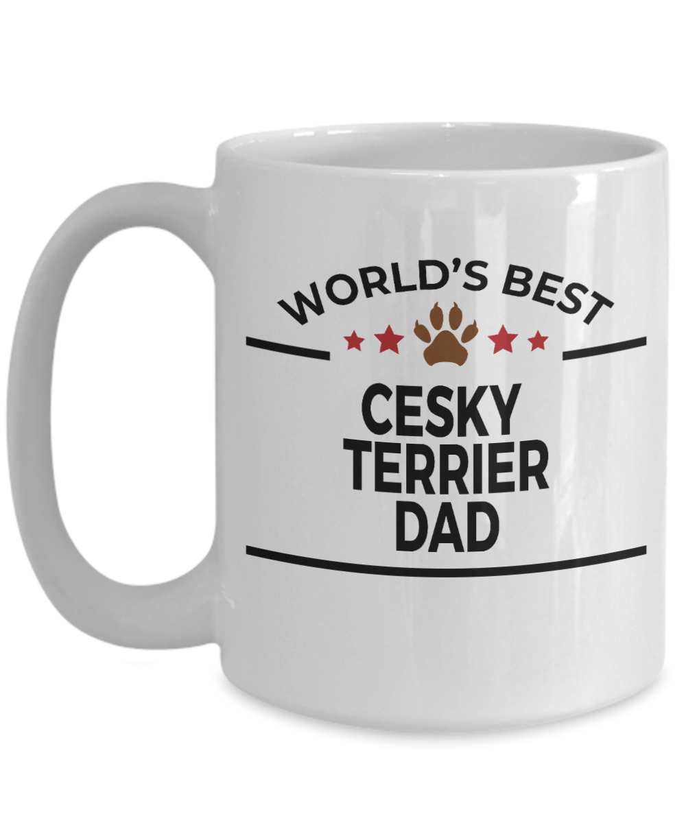 Cesky Terrier Dog Lover Gift World's Best Dad Birthday Father's Day White Ceramic Coffee Mug