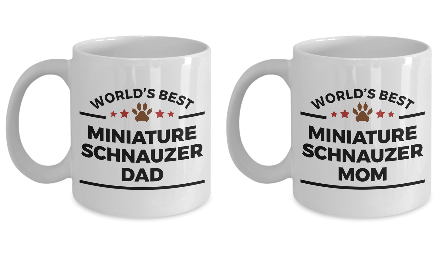 Miniature Schnauzer Dog  Mom and Dad Coffee Mug - Set of 2 His and Hers