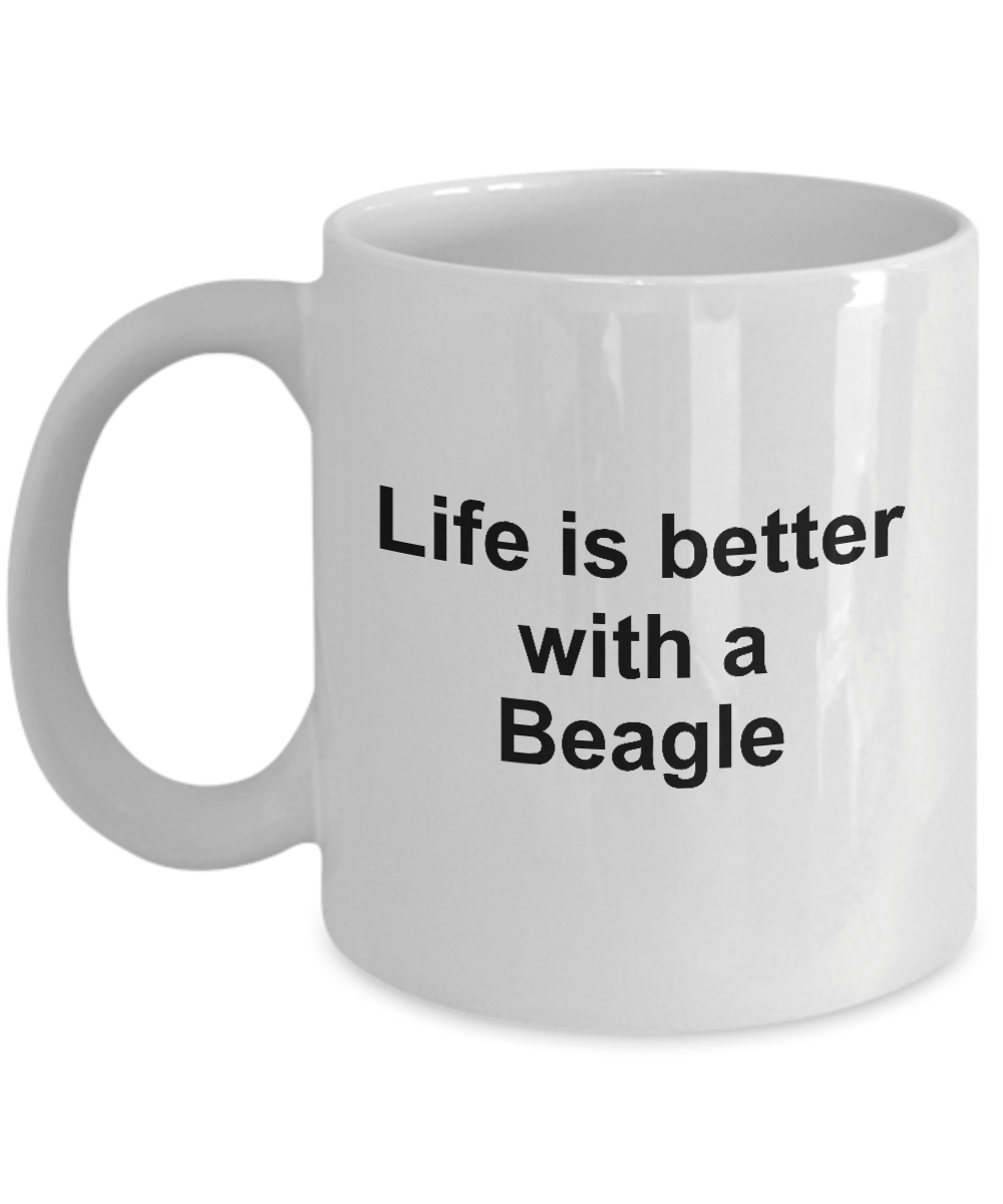 Beagle Dog Lover Gift Life is Better White Ceramic Coffee Mug