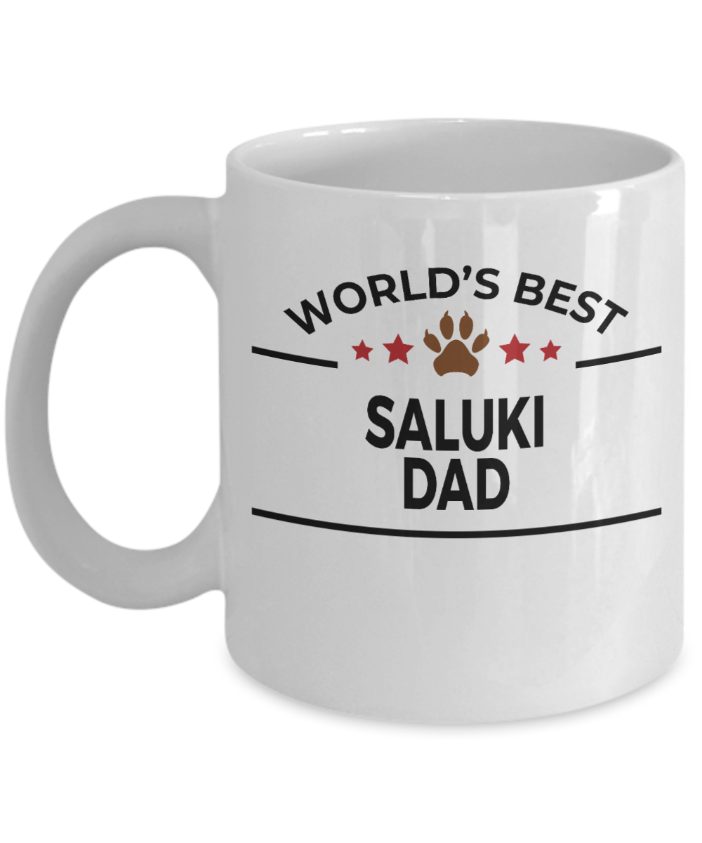 Saluki Dog Lover Gift World's Best Dad Birthday Father's Day White Ceramic Coffee Mug