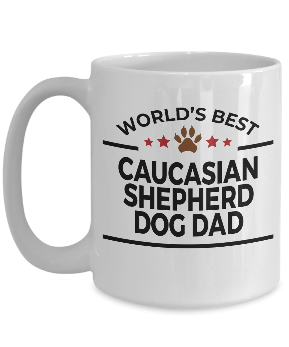 Caucasian Shepherd Dog Lover Gift World's Best Dad Birthday Father's Day White Ceramic Coffee Mug