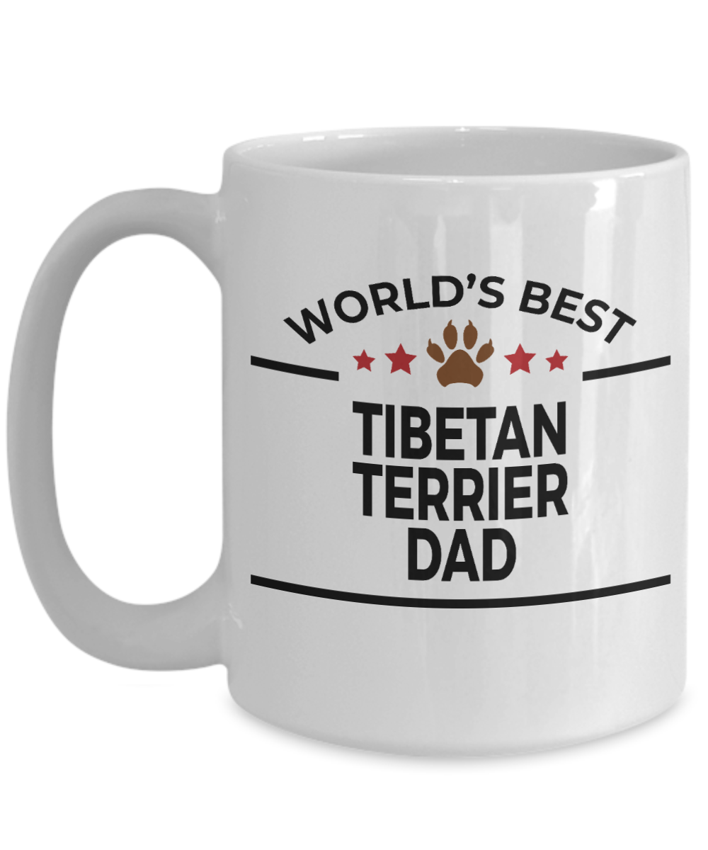 Tibetan Terrier Dog Lover Gift World's Best Dad Birthday Father's Day White Ceramic Coffee Mug