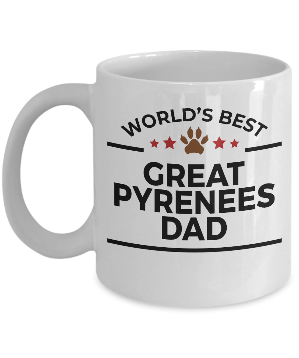 Great Pyrenees Dog Lover Gift World's Best Dad Birthday Father's Day White Ceramic Coffee Mug