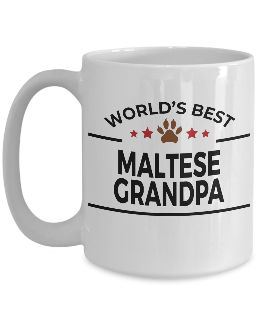 Maltese Dog Lover Gift World's Best Grandpa Birthday Father's Day White Ceramic Coffee Mug