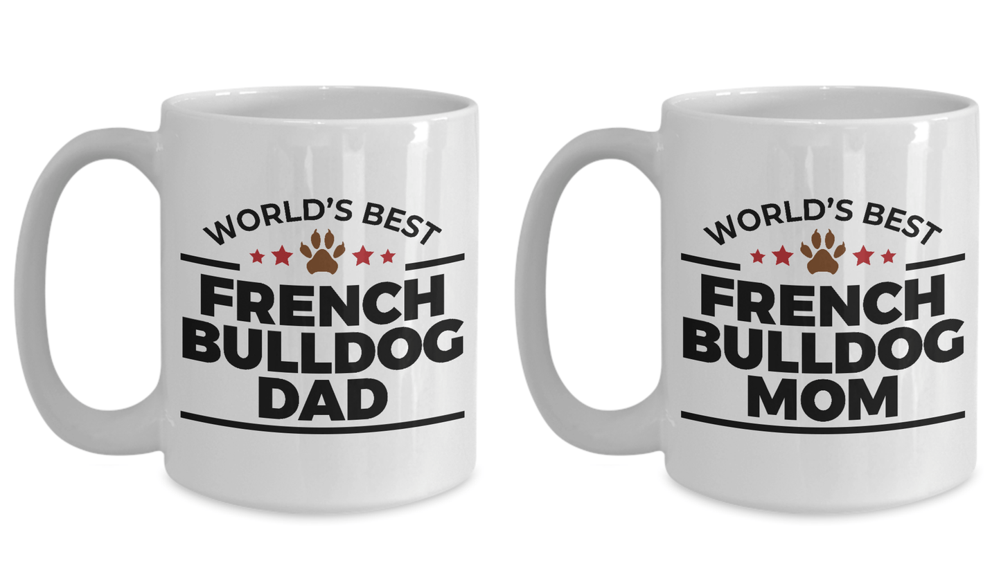 French Bulldog Mom and Dad Couples Ceramic Mugs - Set of 2