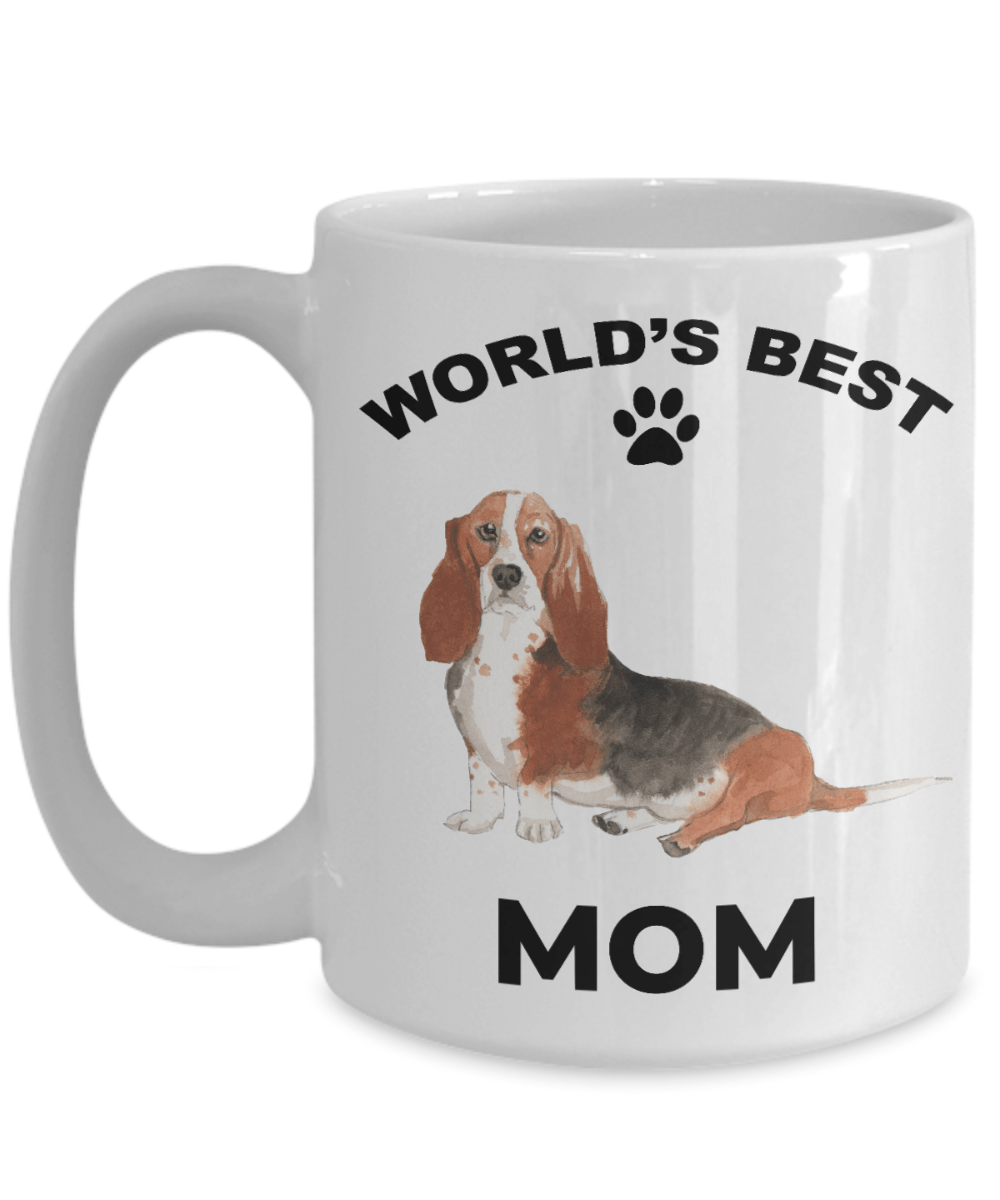 Basset Hound Best Mom Coffee Mug watercolor print