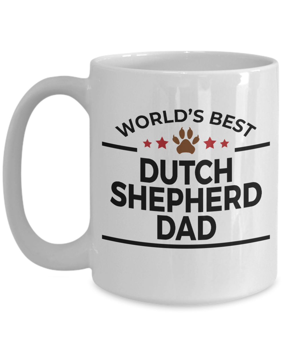 Dutch Shepherd Dog Lover Gift World's Best Dad Birthday Father's Day White Ceramic Coffee Mug