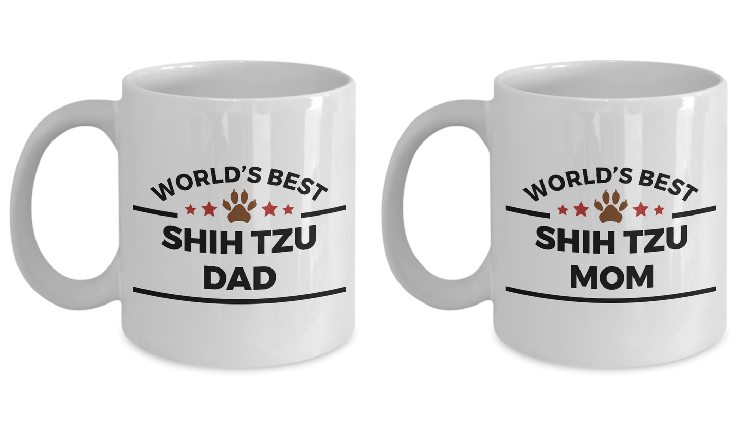 Shih Tzu Dog Dad and Mom Coffee Mug Set of 2