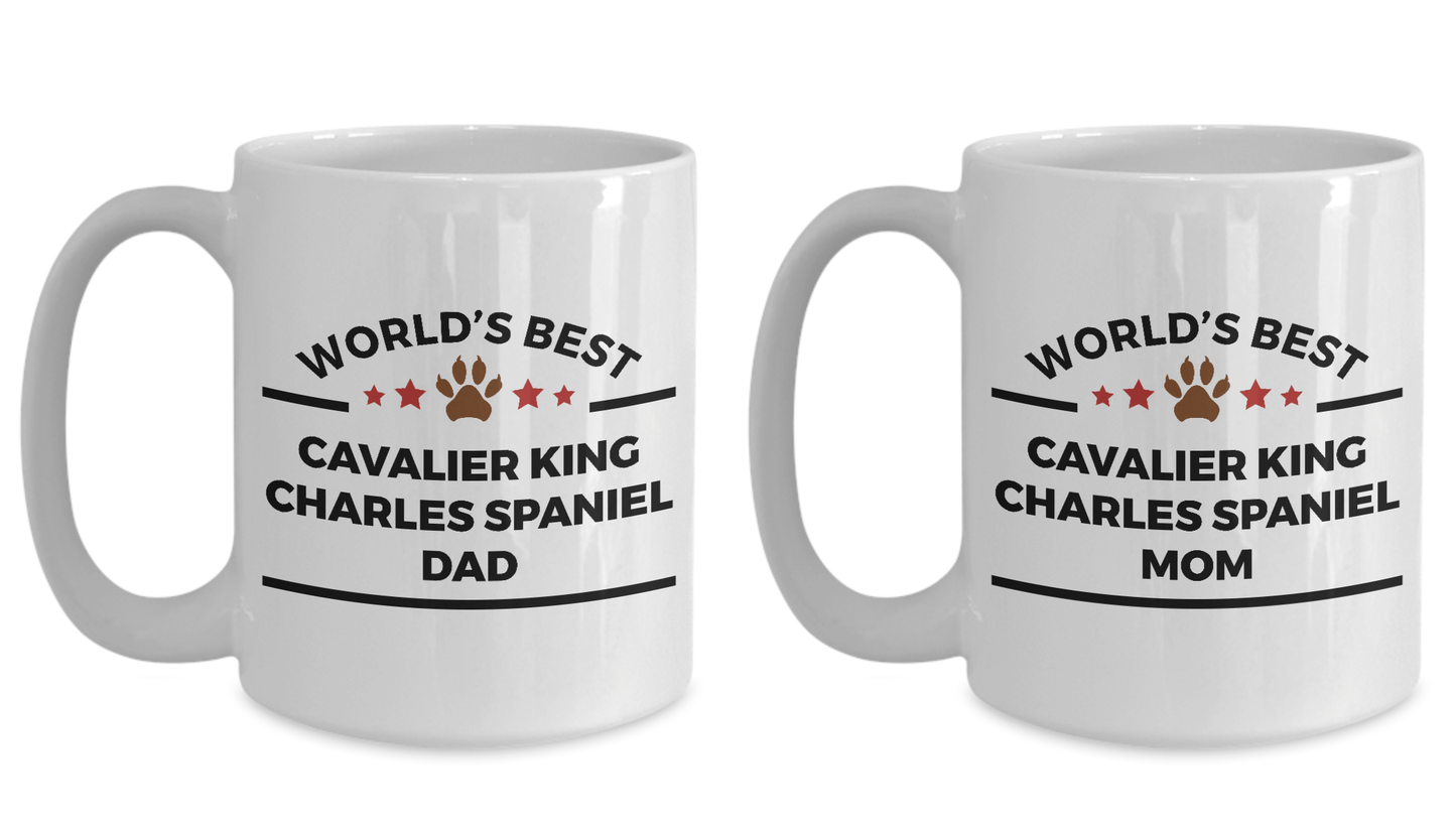 Cavalier King Charles Spaniel Dog Lover Coffee Mug World's Best Dad and Mom Gift Set of 2