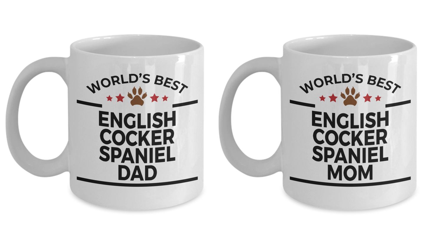 English Cocker Spaniel Dad and Mom Couples Mug - Set of 2 - His and Hers