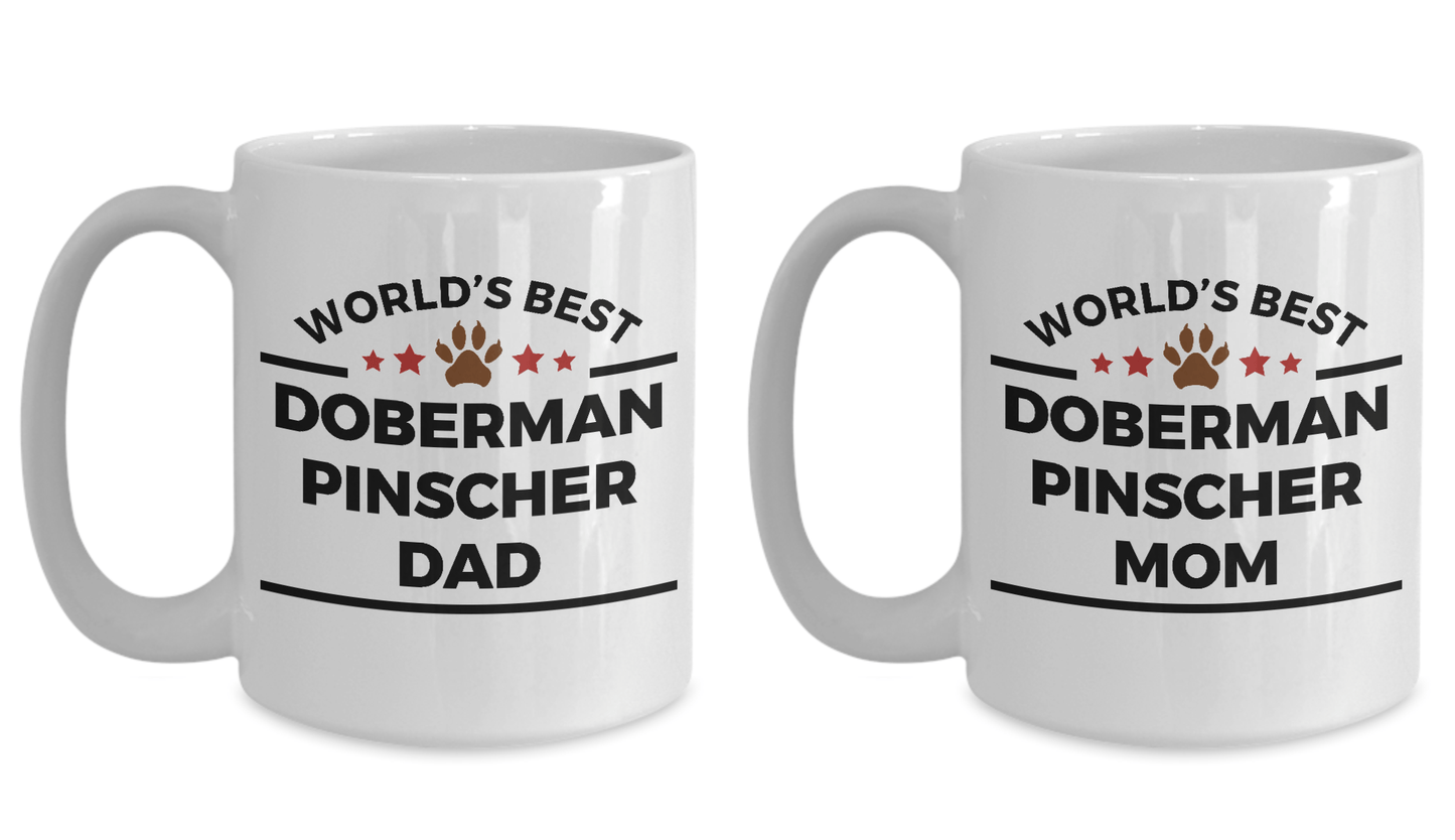 Doberman Pinscher Dog Dad and Mom Coffee Mug Set of 2