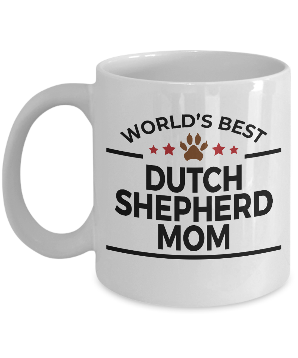 Dutch Shepherd Dog Lover Gift World's Best Mom Birthday Mother's Day White Ceramic Coffee Mug