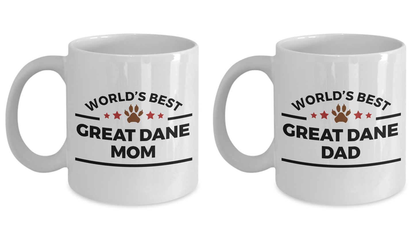 Great Dane Dog Dad and Mom Couple Set of 2 Cups