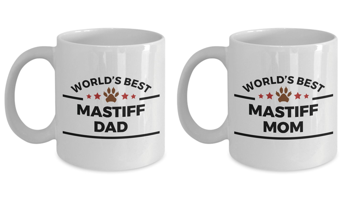 Mastiff Dog Dad and Mom Mugs Set of 2