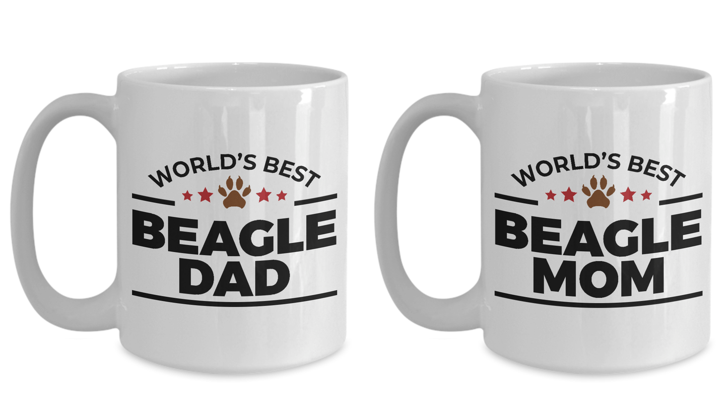 World's Best Beagle Dad and Mom Couple Ceramic Mug - Set of 2 His and Hers