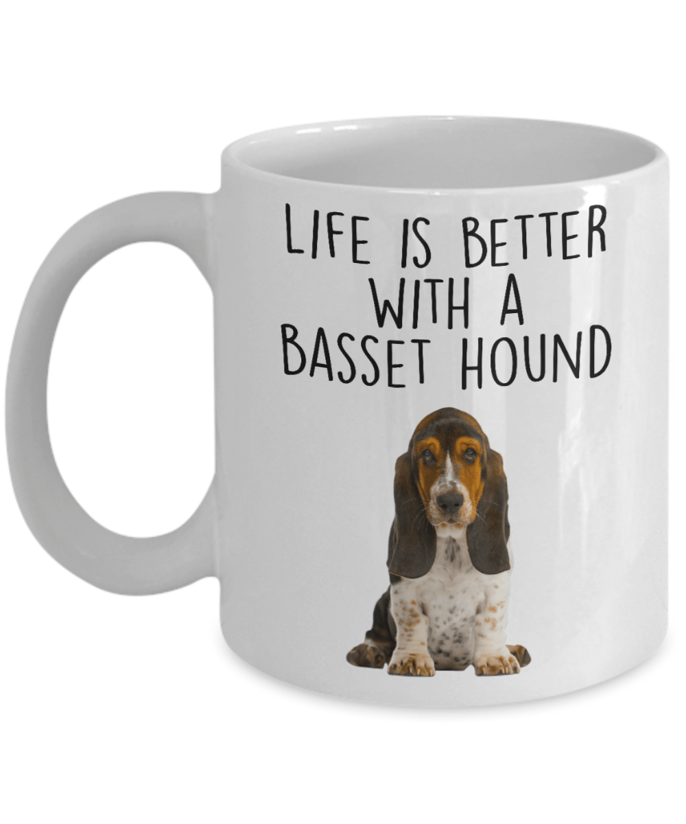 Life is Better with a Basset Hound Custom Ceramic Coffee Mug