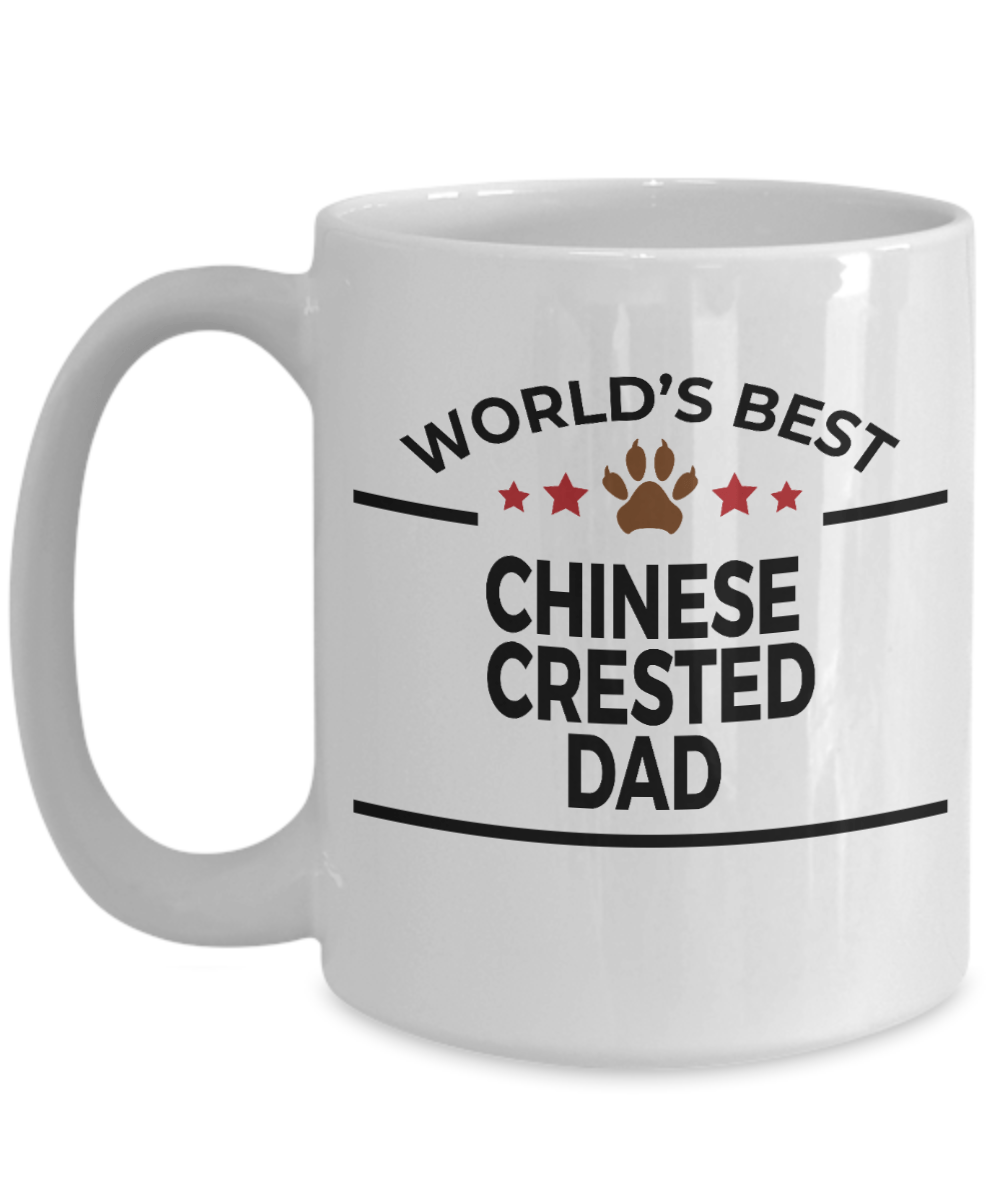 Chinese Crested Dog Lover Gift World's Best Dad Birthday Father's Day White Ceramic Coffee Mug