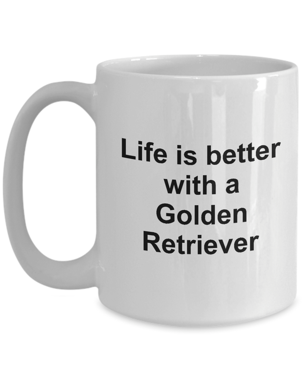 Golden Retriever Dog Lover Gift Life is Better White Ceramic Coffee Mug