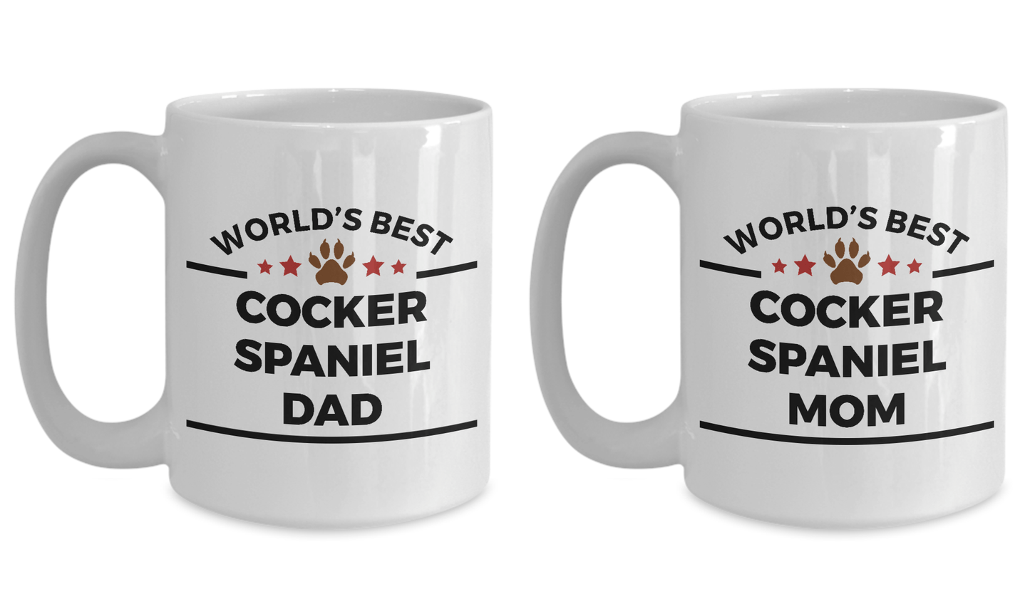 Cocker Spaniel Dog Dad and Mom Coffee Mug Set of two