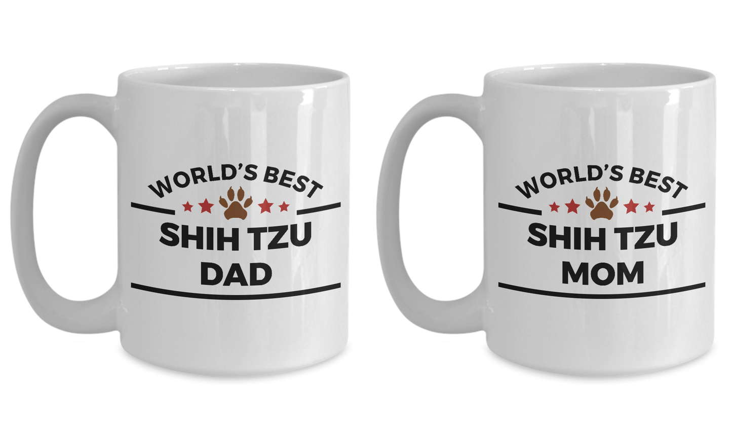 Shih Tzu Dog Dad and Mom Coffee Mug Set of 2