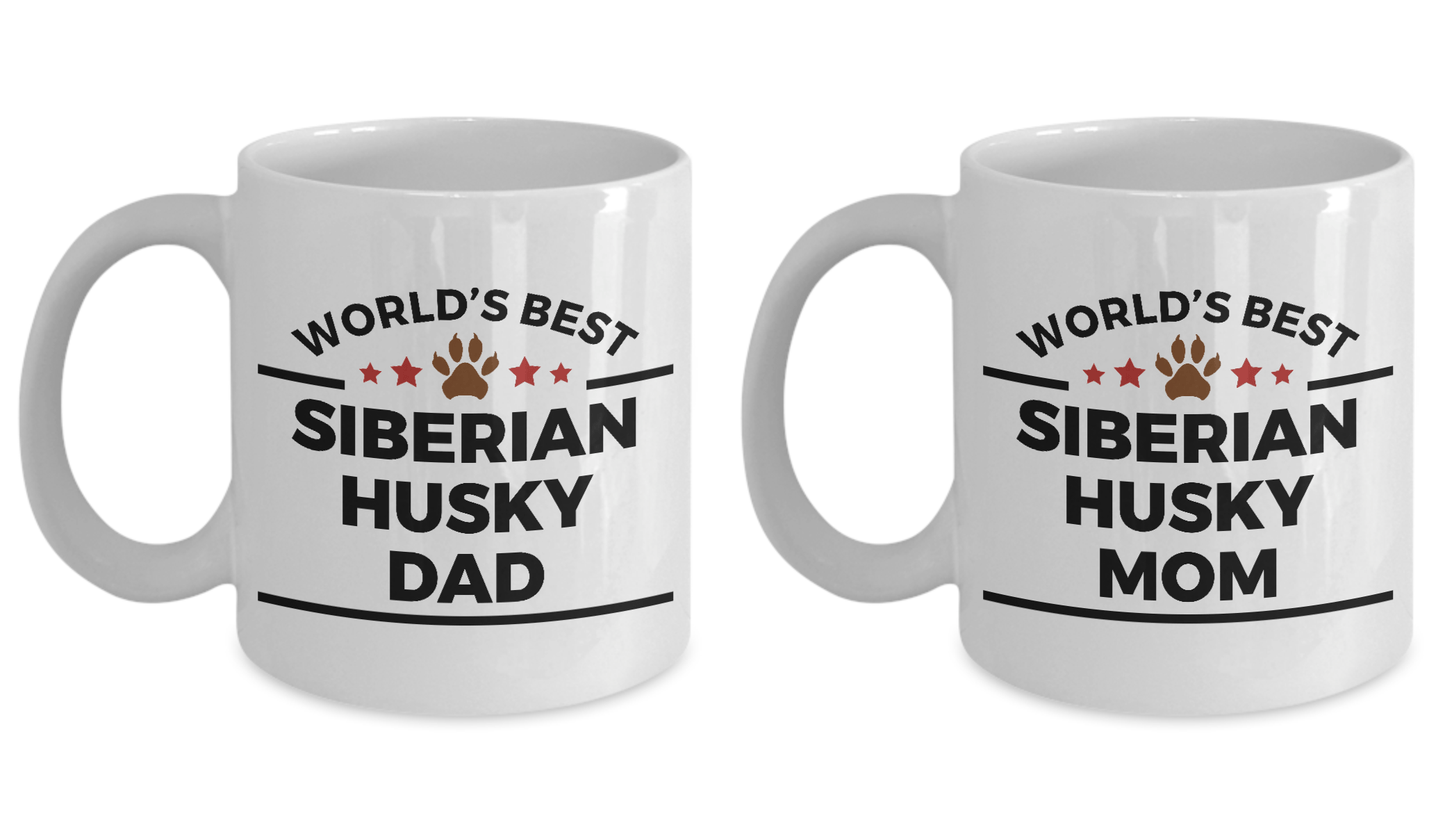 World's Best Siberian Husky Dad and Mom Couple Ceramic Mug - Set of 2 His and Hers