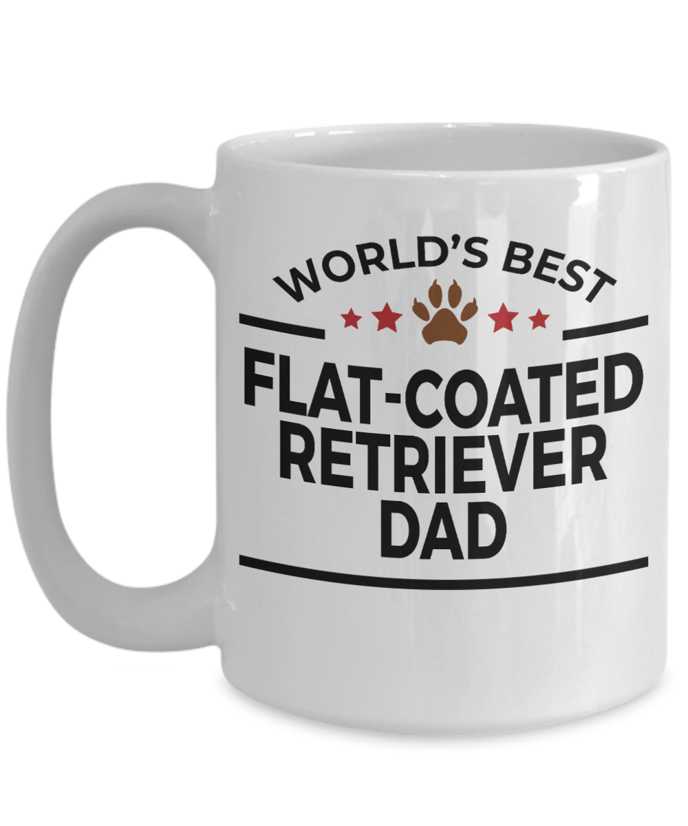 Flat-Coated Retriever Dog Lover Gift World's Best Dad Birthday Father's Day White Ceramic Coffee Mug