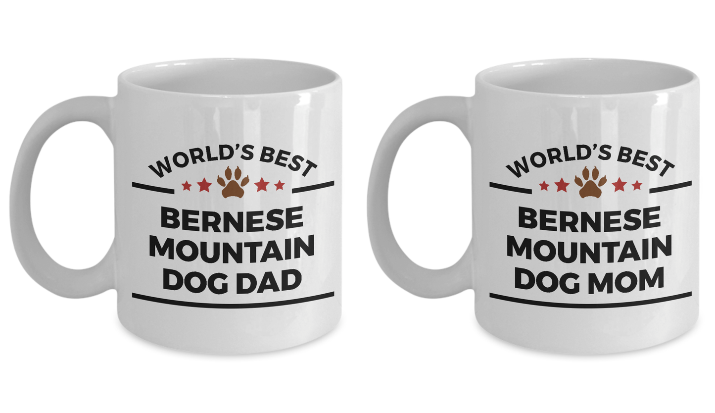 Bernese Mountain Dog Dad and Mom Coffee Mug Set of 2