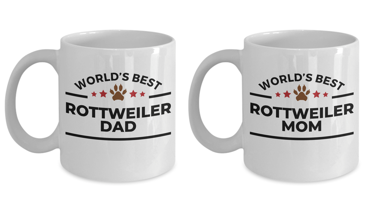 Rottweiler Dad and Mom Ceramic Mugs - Set of 2 - His and Hers