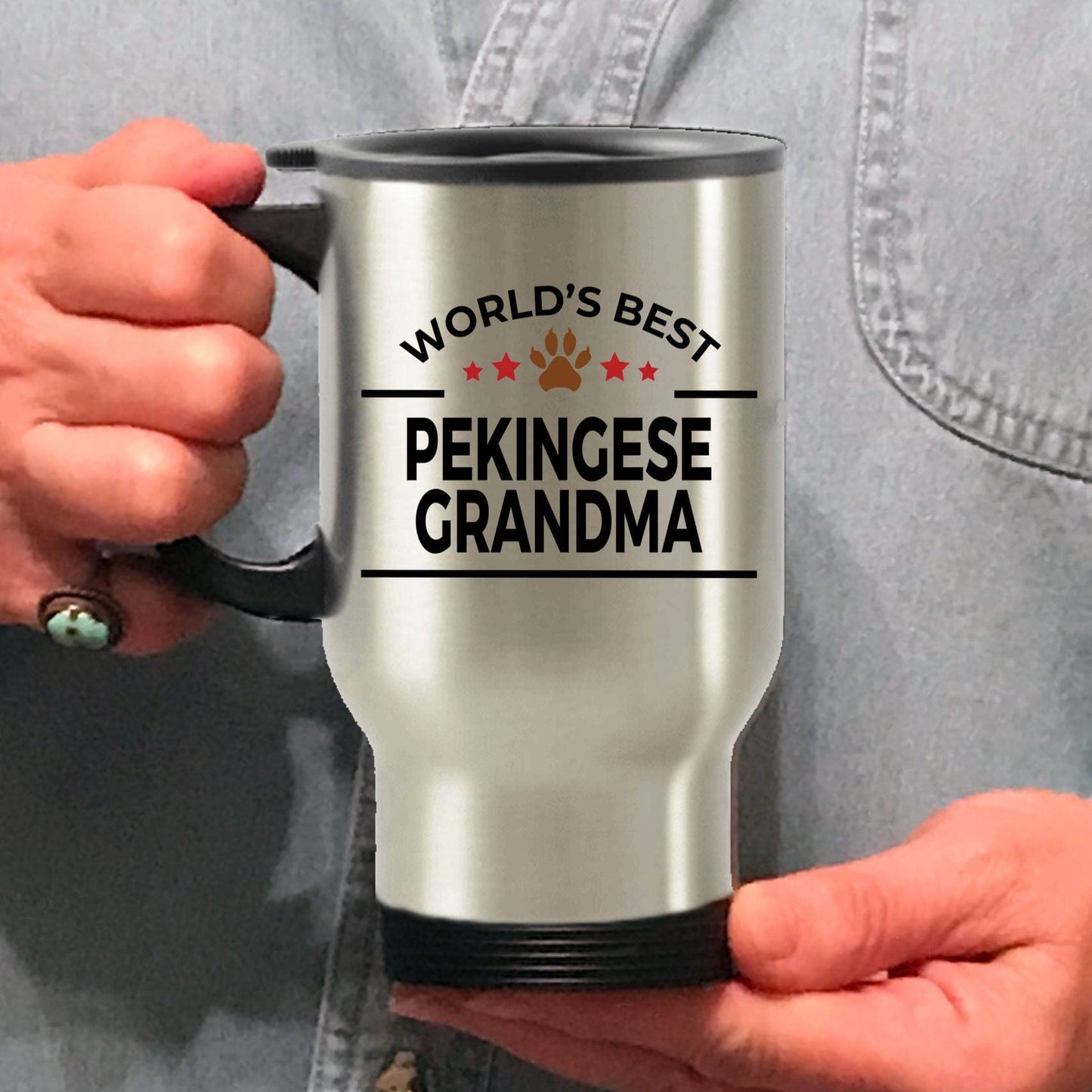 Pekingese Dog Grandma Travel Coffee Mug