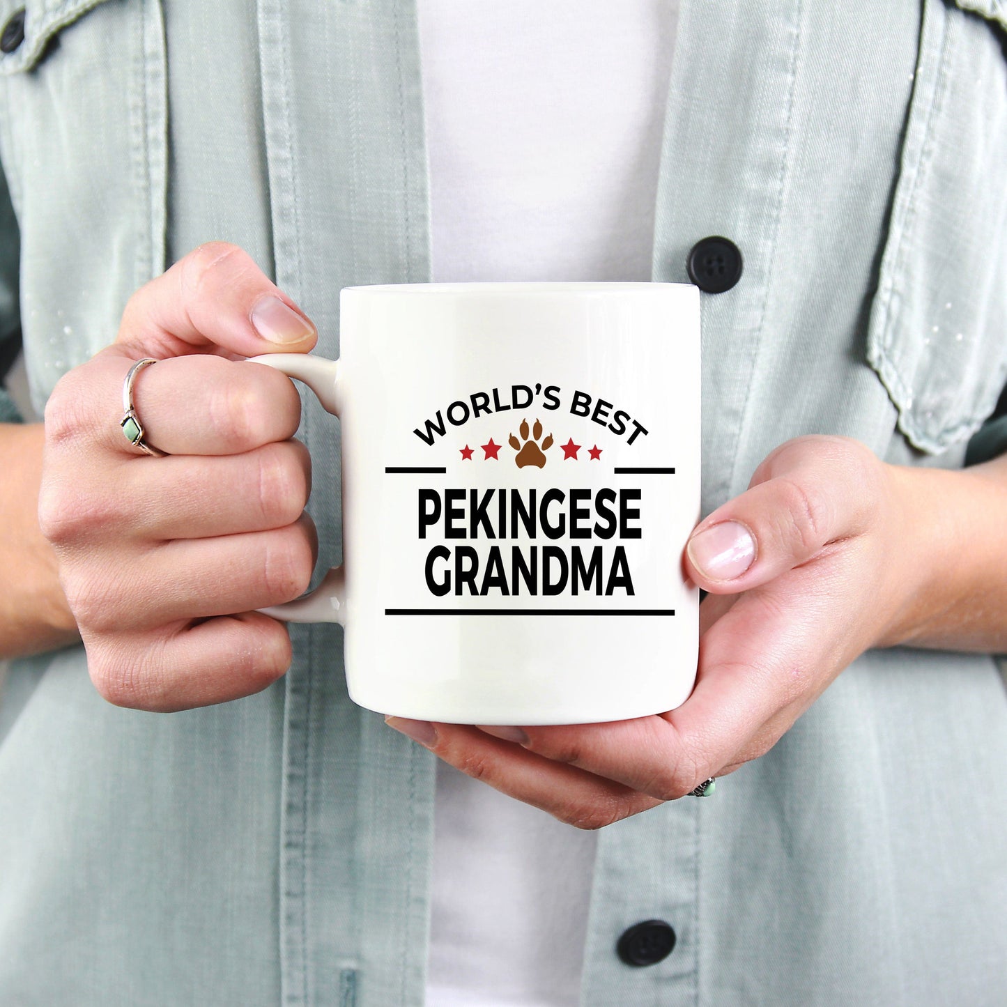 Pekingese Dog Lover Gift World's Best Grandma Birthday Mother's Day White Ceramic Coffee Mug